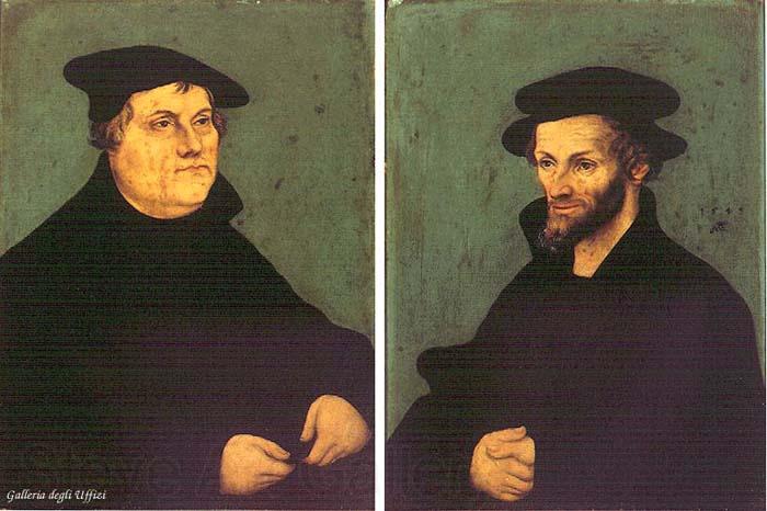 CRANACH, Lucas the Elder Portraits of Martin Luther and Philipp Melanchthon y Norge oil painting art